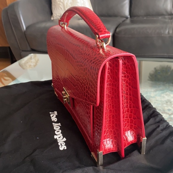 NEW Kooples Red Leather Embossed Emily Bag - Picture 2 of 6